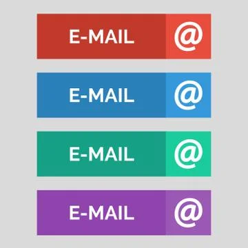 E-mail flat buttons on grey background. Stock Illustration