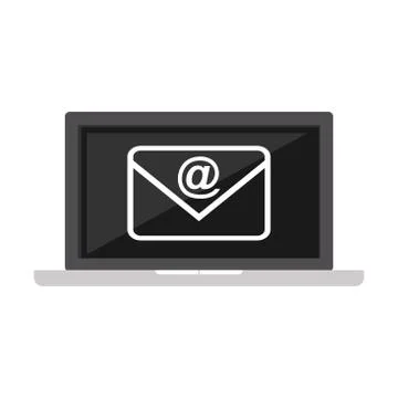 E-mail flat design. Email symbol on laptop. Stock Illustration