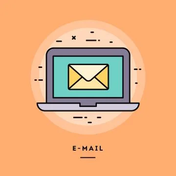 E-mail, flat design thin line banner. Stock Illustration
