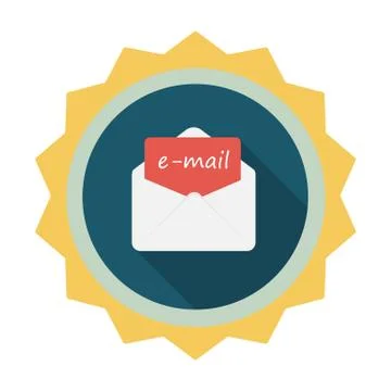 E-Mail Flat Icon with Long Shadow, Vector Illustration Stock Illustration