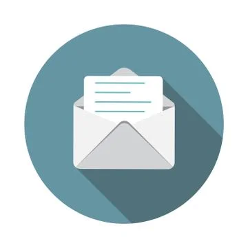 E-Mail Flat Icon with Long Shadow, Illustration Stock Illustration