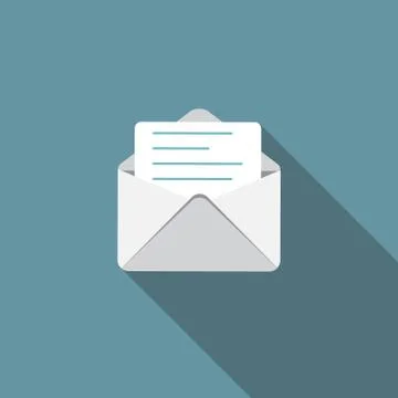 E-Mail Flat Icon with Long Shadow, Illustration Stock Illustration