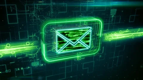 E-mail icon on abstract green background Stock Footage 72612526
