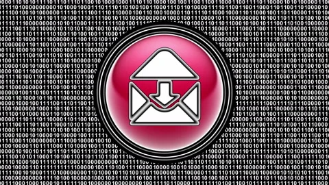E-mail icon. Binary code ( array of bits ) in the screen. Looping footage. 動画素材 123878996