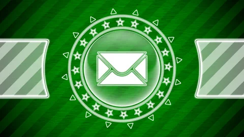 E-mail icon in circle shape and green striped background. Illustration. Video stock 130481719