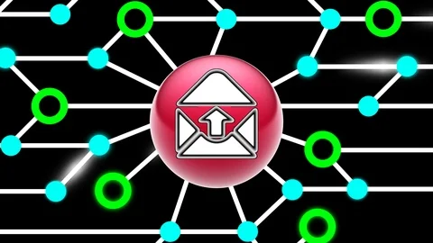 E-mail icon on circuit board. Looping footage. Illustration. Stock Footage 123471327