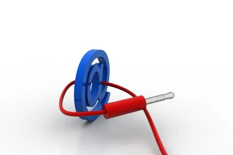 E mail icon connected with cable 免费库存插图