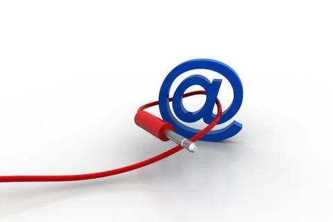 E mail icon connected with cable Free Stock Illustration