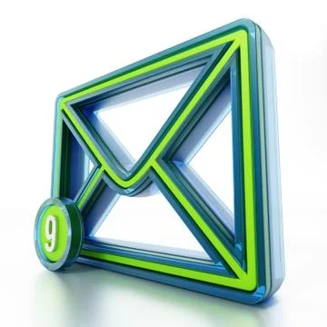 E-mail icon with mail number on the side. 3D illustration Stock Illustration