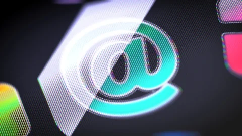 The e-mail icon on the Screen. 4K Resolution. Encoder Prores 4444. Looping. 스톡 동영상 86202559