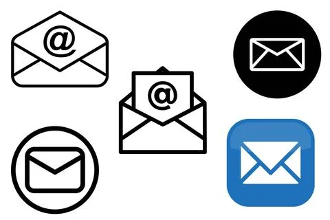 E-mail icon set. Contact message sent lettering flat isolated. Envelope ico.. Stock Illustration
