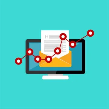 E-mail marketing. Up graph and email. Stock Illustration