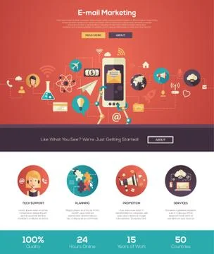 E-mail marketing website header banner with webdesign elements Stock Illustration