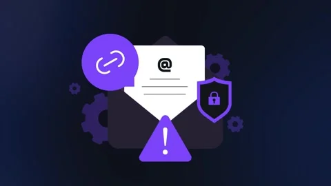 E-mail phishing animation - scam link with fake login alerts and warning signs Stock Footage 323033773