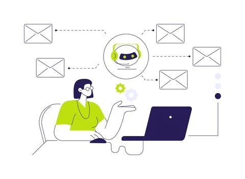 E-mail processing abstract concept vector illustration. Stock Illustration