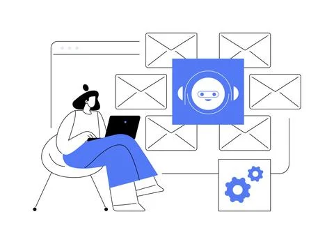E-mail processing isolated cartoon vector illustrations. Ilustración de archivo
