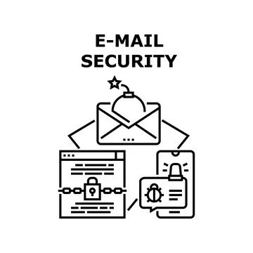 E-mail Security Vector Concept Black Illustration Stock Illustration