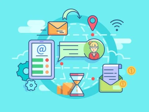 E-mail sending and receiving Stock Illustration