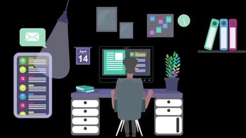 E-mail sending from computer to mobile. Sending and receiving email. Stock Footage 301804542