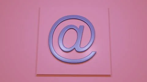 E-mail sign in 3D space, on square podium, view from above. Stock Illustration
