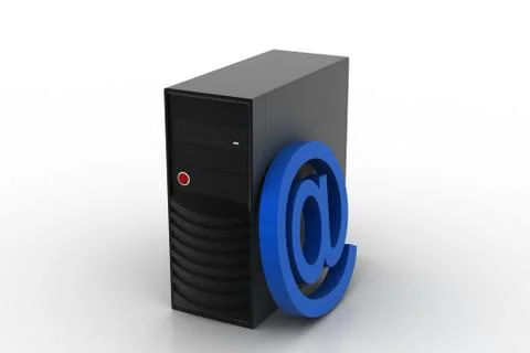 E mail sign with computer cpu Free Stock Illustration