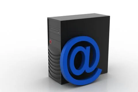 E mail sign with computer cpu Free Stock Illustration