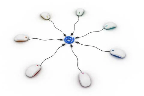 E-mail sign connect with computer mouse Stock Illustration