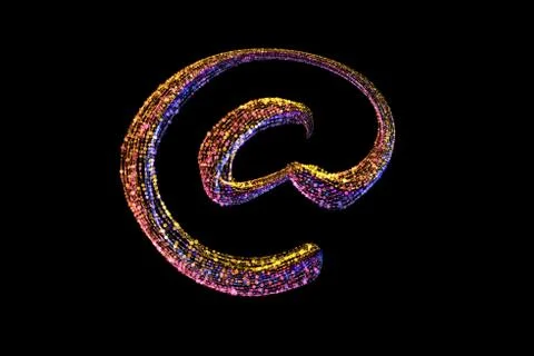E mail sign lettering made by colorful particles isolated on black background Stock Illustration