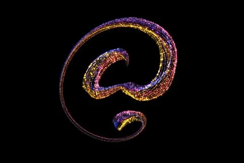 E mail sign lettering made by colorful particles isolated on black background Stock Illustration