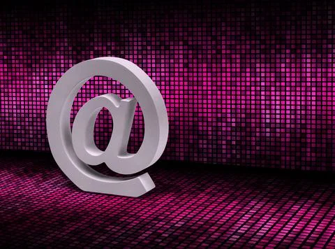 E-mail @ sign on pixel graphic background Stock Photos
