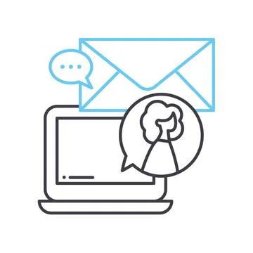 E-mail support line icon, outline symbol, vector illustration, concept sign Stock Illustration