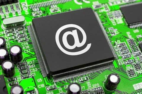E-mail symbol on computer chip Foto stock