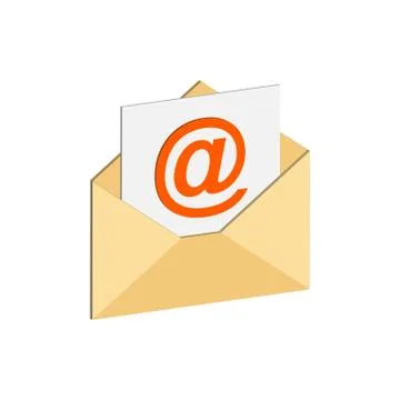 E-mail symbol. Flat Isometric Icon or Logo. 3D Style Pictogram for Web Design Stock Illustration