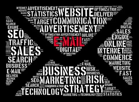 E-mail word cloud concept Stock Illustration