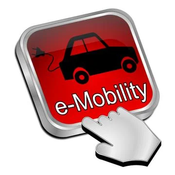 E-Mobility Button with Cursor - 3D illustration Stock Illustration