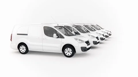 E-mobility electric delivery cargo van parking next to each other generic whi Stock Footage 123869835