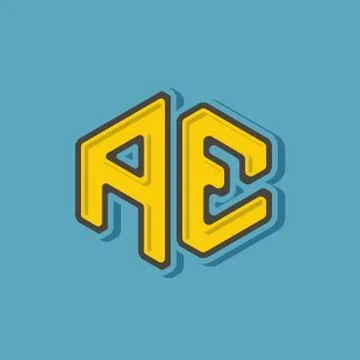 A E  monogram lettering with 3d style for Corporate business Stock Illustration
