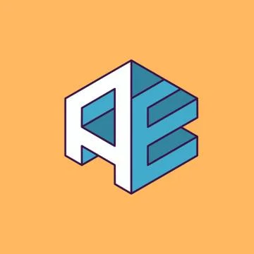 A E  monogram lettering with perspective geometric concept Stock Illustration