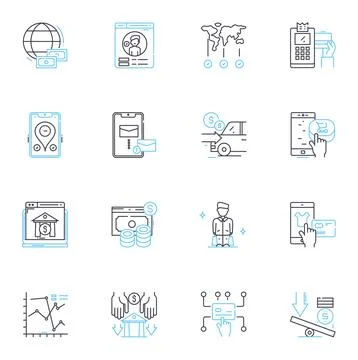 E-my linear icons set. Productivity, Efficiency, Technology, Entrepreneurship Stock Illustration