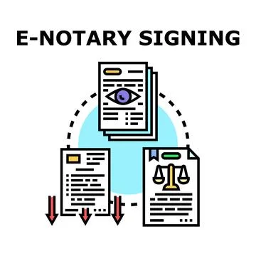 E notary signing process digital legal document service Stock Illustration