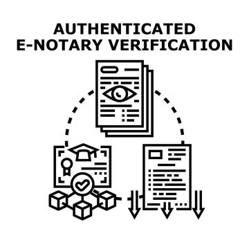 E notary verification process for digital document authentication Stock Illustration