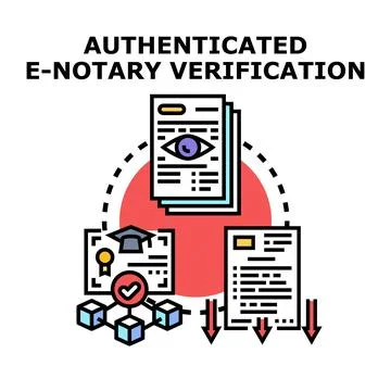 E notary verification process for digital document authentication Stock Illustration