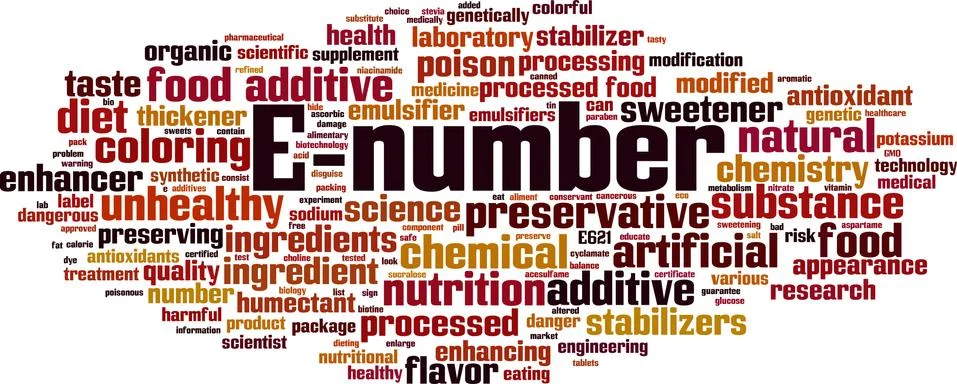 E-number word cloud Stock Illustration