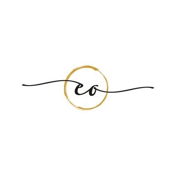 E O Initial Script Letter Beauty Logo Template Stock Illustration