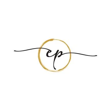 E P Initial Script Letter Beauty Logo Template 스톡 일러스트