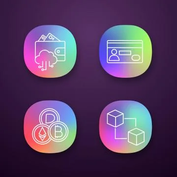 E-payment app icons set Stock Illustration