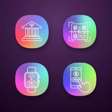 E-payment app icons set Stock-Illustration