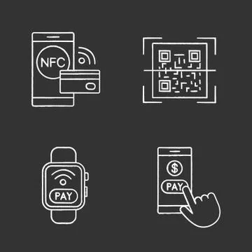 E-payment chalk icons set Stock-Illustration