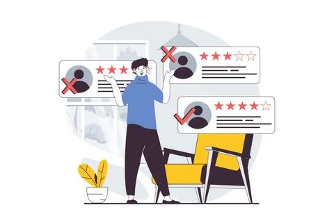 E-payment concept with people scene in flat design for web. Man pays for purc Stock Illustration
