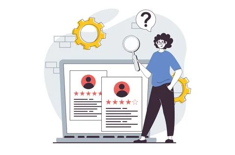 E-payment concept with people scene in flat design for web. Woman making onli Stock Illustration